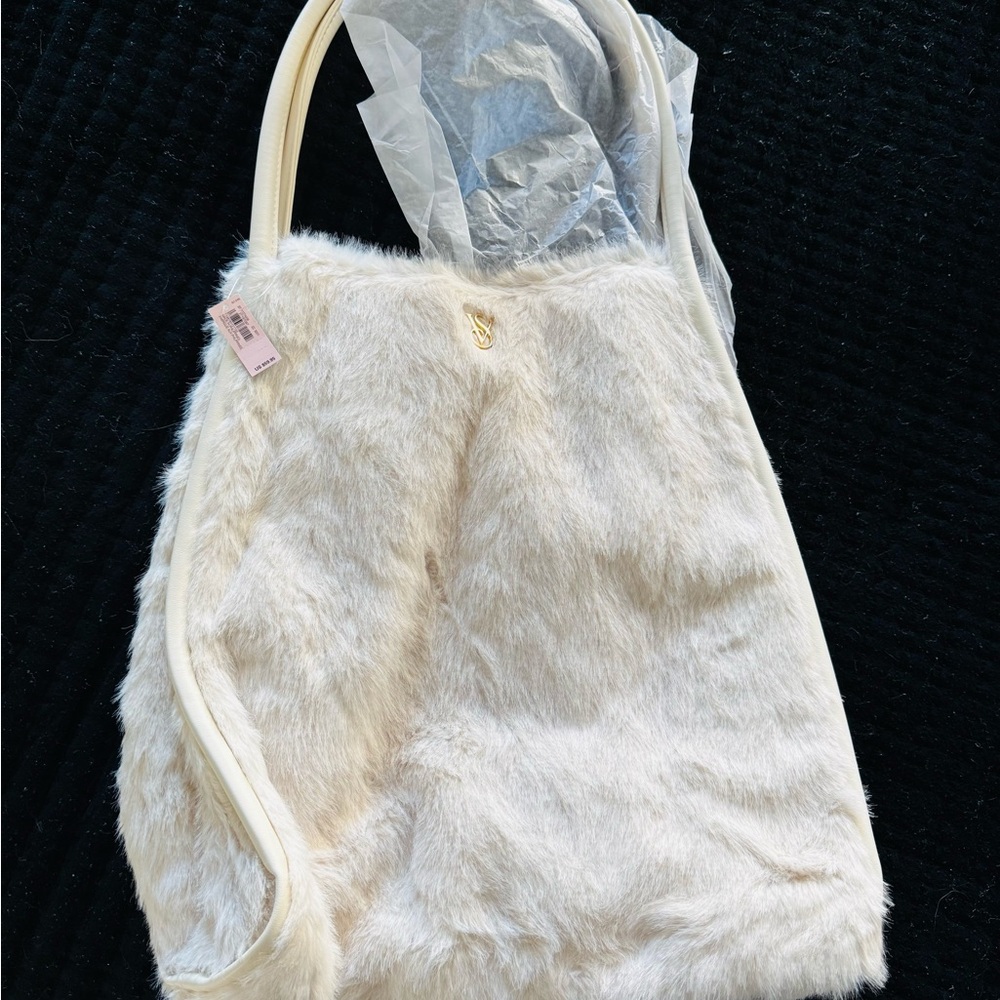 Victoria’s Secret Cream Faux Fur Bag NWT